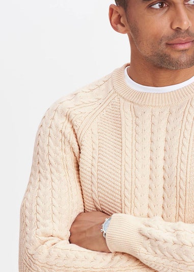 Cotton Traders Linen Cotton Textured Cable Crew Neck Jumper
