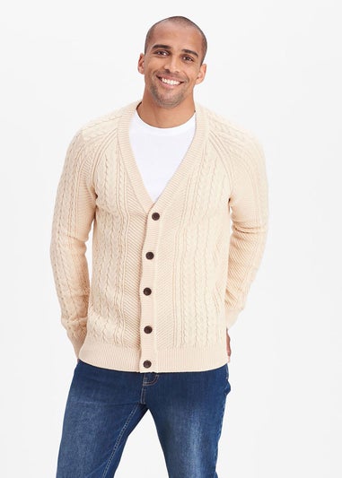 Cotton Traders Linen Cotton Textured Cable Button Through Cardigan