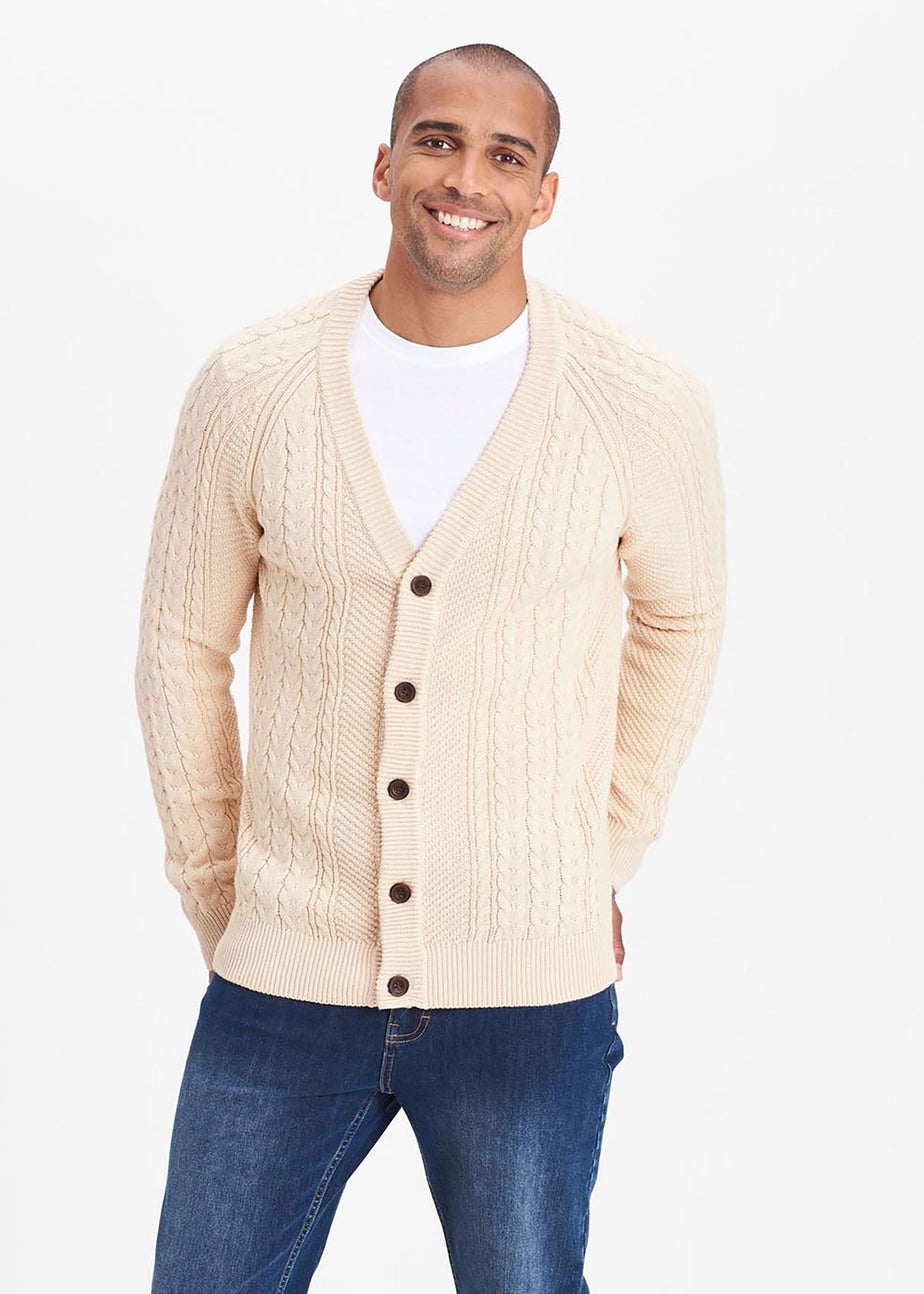 Cotton Traders Linen Cotton Textured Cable Button Through Cardigan