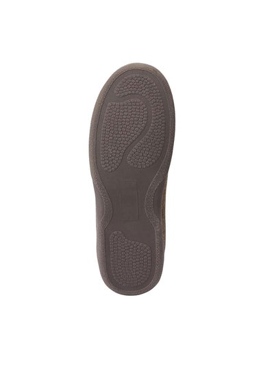 Cotton Traders Light Brown Moccasin Check Slippers
