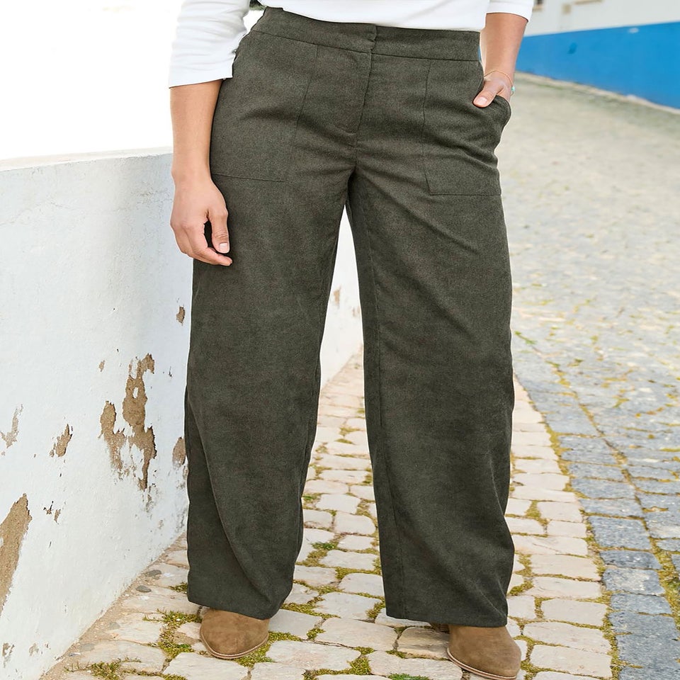 Cotton Traders Dark Forest Wide Leg Cord Trouser