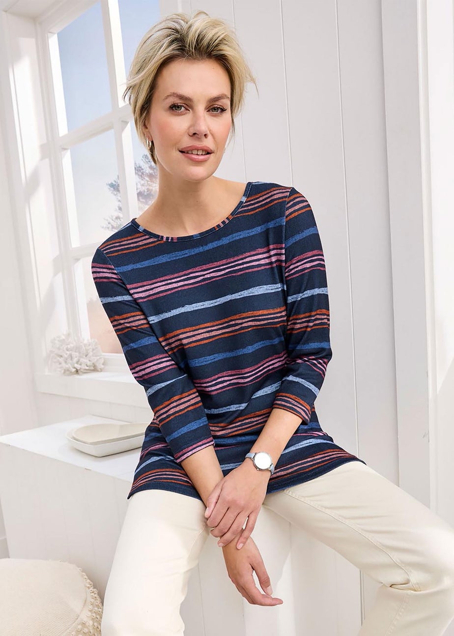 Cotton Traders Navy Print Soft Touch Jersey Tunic