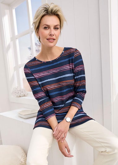 Cotton Traders Navy Print Soft Touch Jersey Tunic