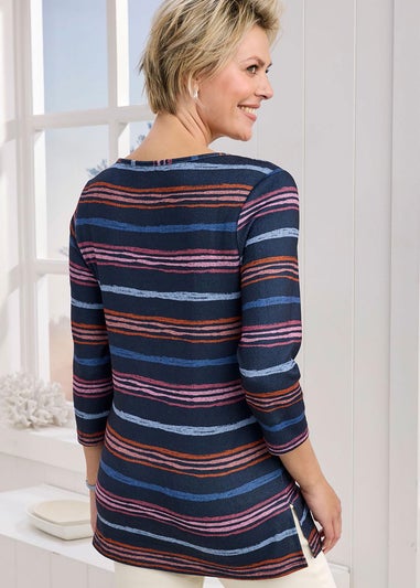 Cotton Traders Navy Print Soft Touch Jersey Tunic