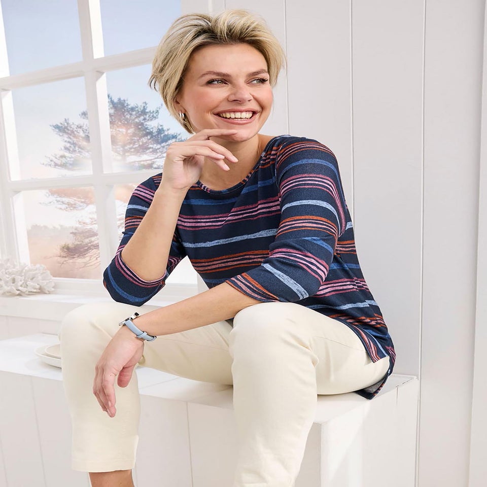 Cotton Traders Navy Print Soft Touch Jersey Tunic