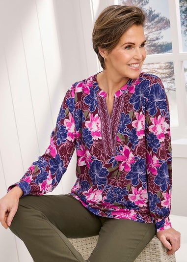 Cotton Traders Burgundy Printed Blouse