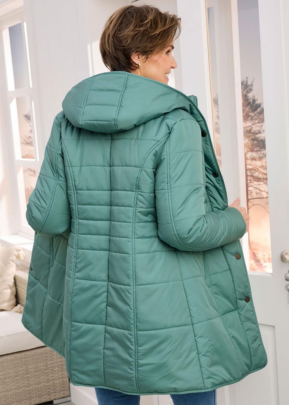 Cotton Traders Washed Jade Padded Hooded Jacket