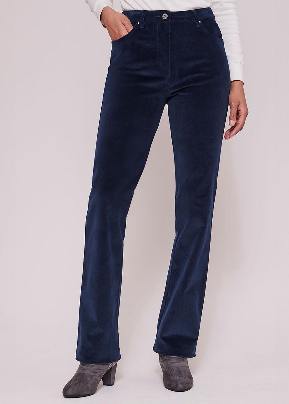 Cotton Traders Navy Stretch Cord Straight Leg Jeans