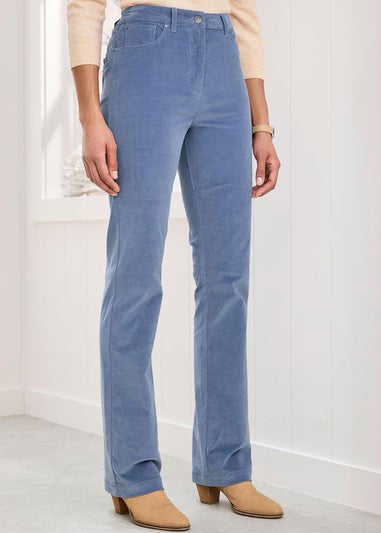 Cotton Traders Misty Blue Stretch Cord Straight Leg Jeans