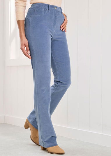 Cotton Traders Misty Blue Stretch Cord Straight Leg Jeans