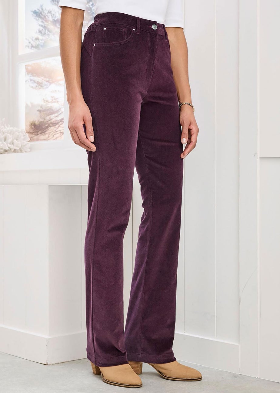 Cotton Traders Purple Grape Stretch Cord Straight Leg Jeans