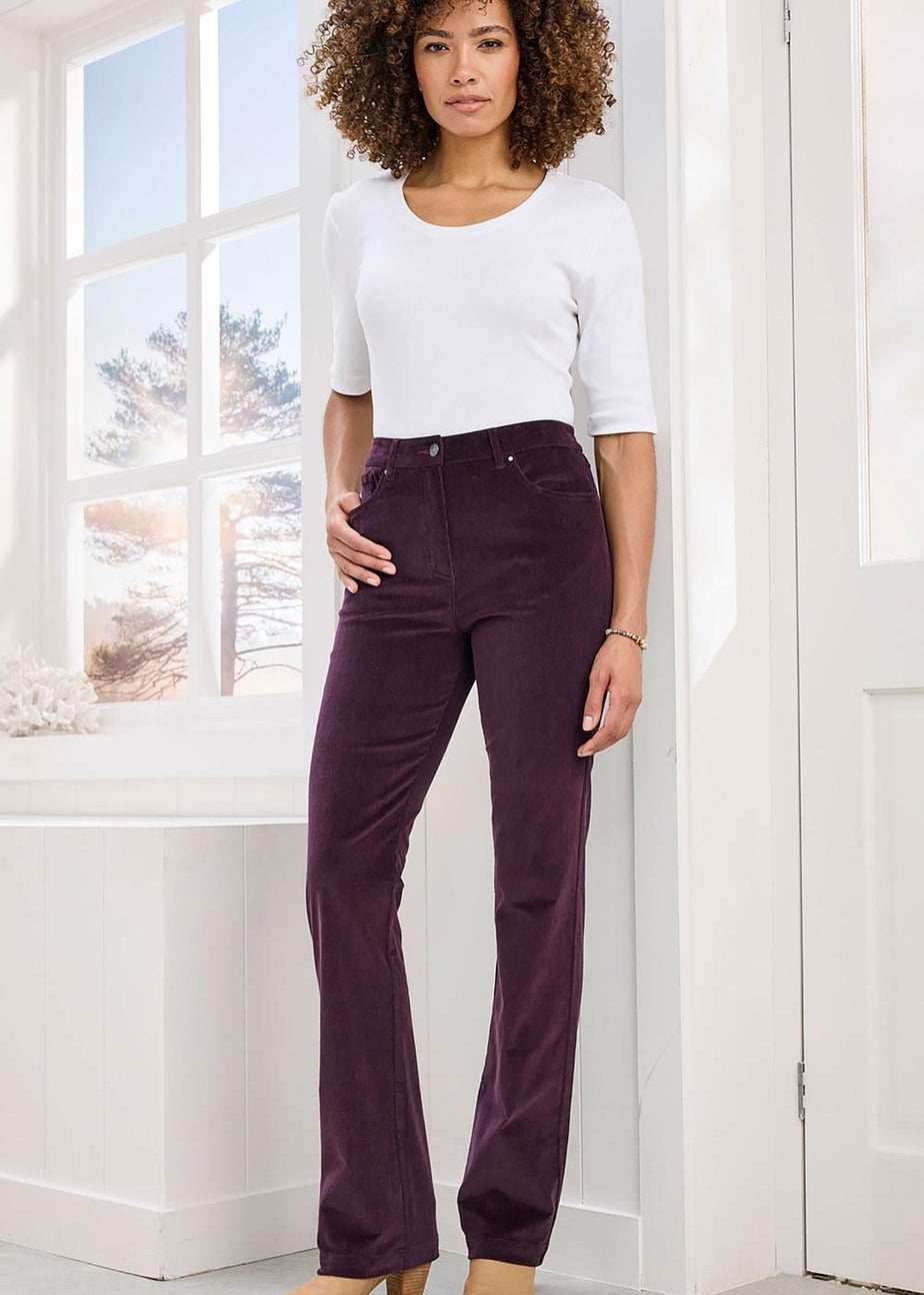 Cotton Traders Purple Grape Stretch Cord Straight Leg Jeans