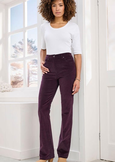 Cotton Traders Purple Grape Stretch Cord Straight Leg Jeans