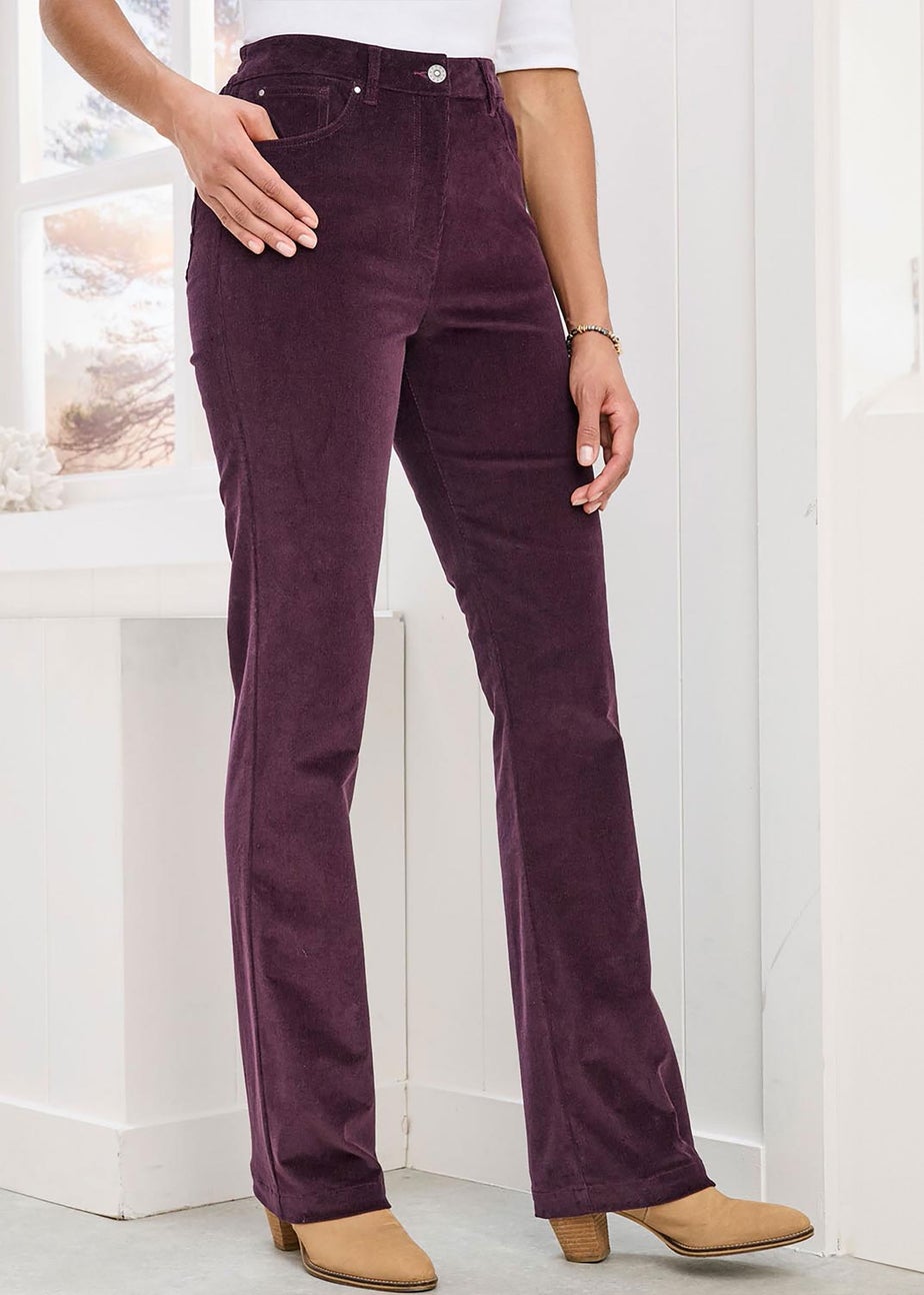Cotton Traders Purple Grape Stretch Cord Straight Leg Jeans