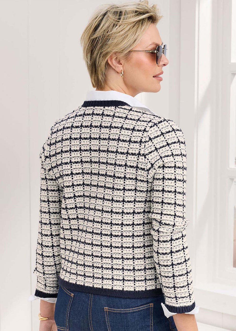 Cotton Traders Navy Boucle Cardigan