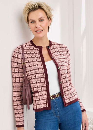 Cotton Traders Merlot Boucle Cardigan