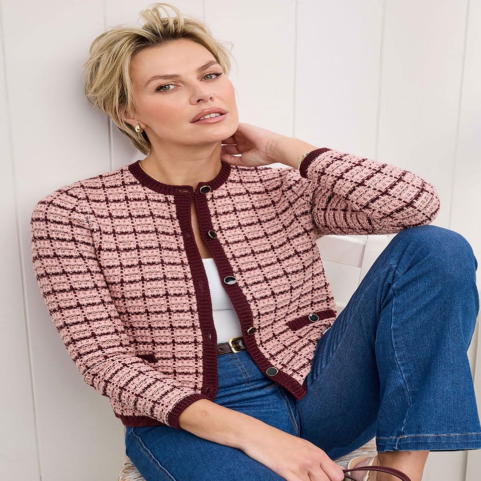 Cotton Traders Merlot Boucle Cardigan