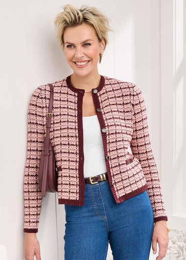 Cotton Traders Merlot Boucle Cardigan