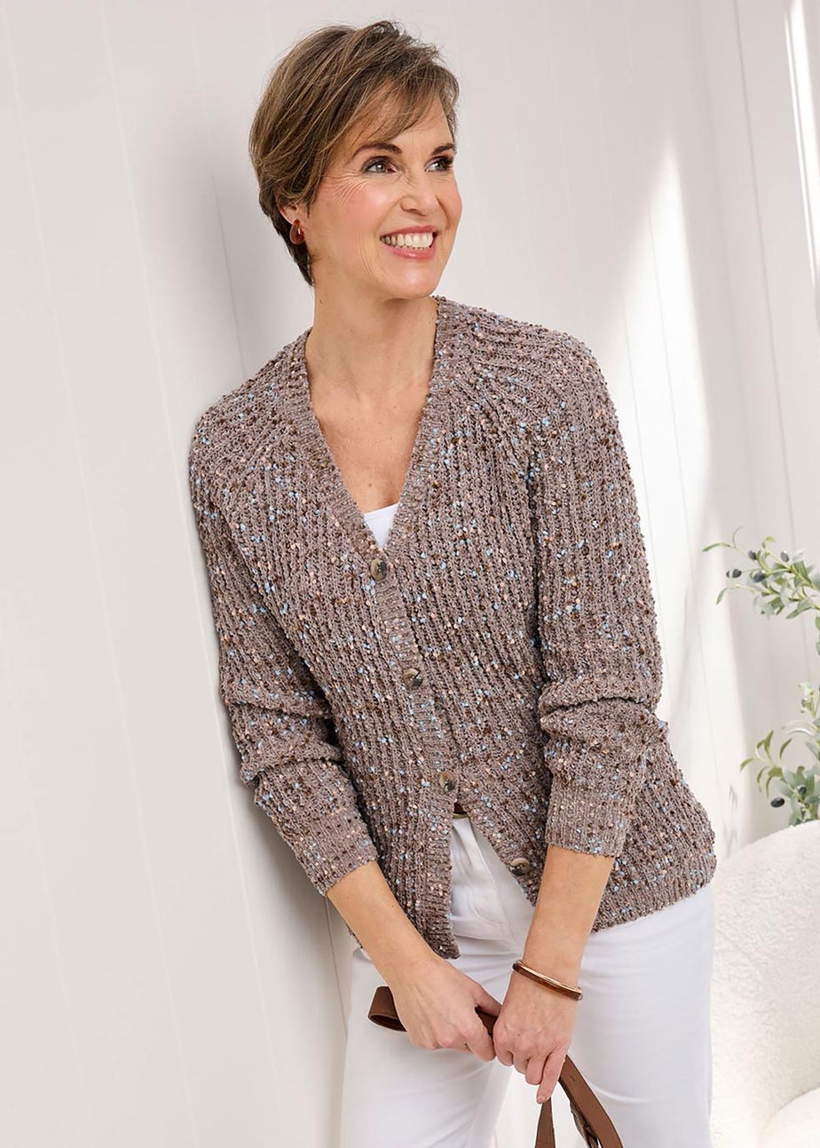 Cotton Traders Mocha Chenille V Neck Cardigan