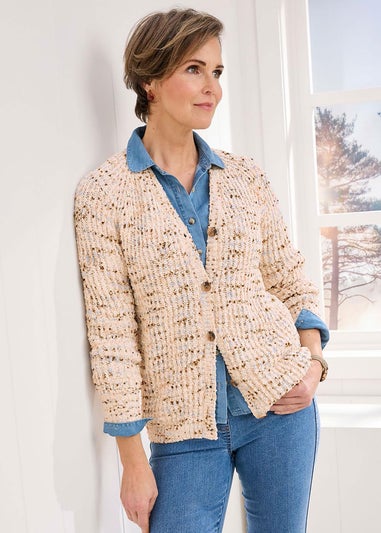 Cotton Traders Oyster Chenille V Neck Cardigan