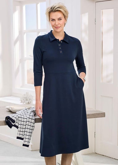 Cotton Traders Navy Ponte Midi Dress