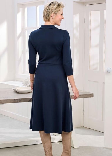Cotton Traders Navy Ponte Midi Dress