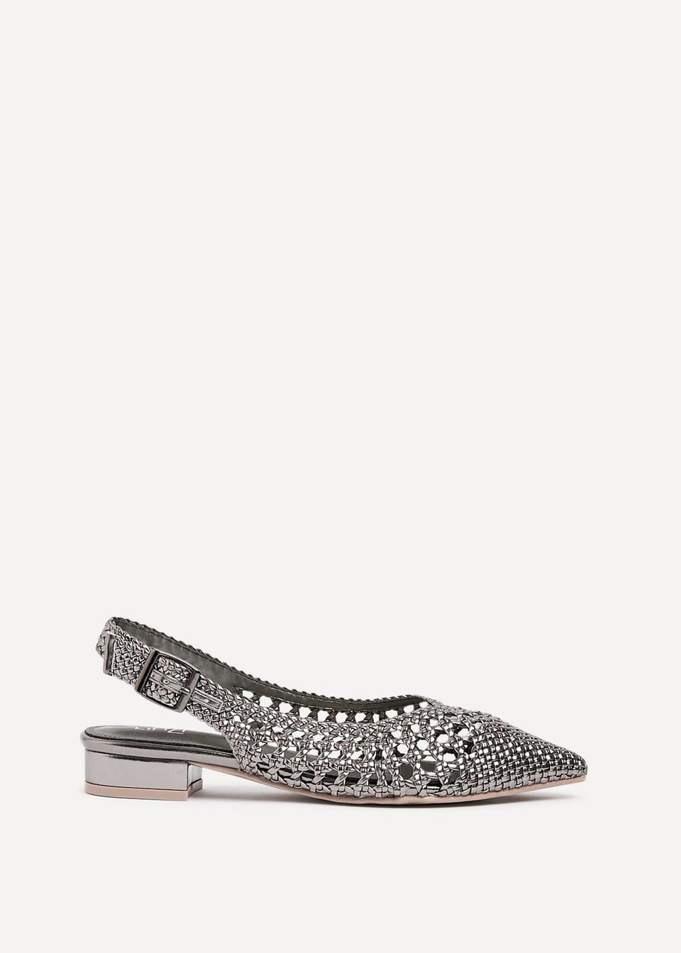 Linzi Carolina Grey Faux Leather Woven Ballet Flats