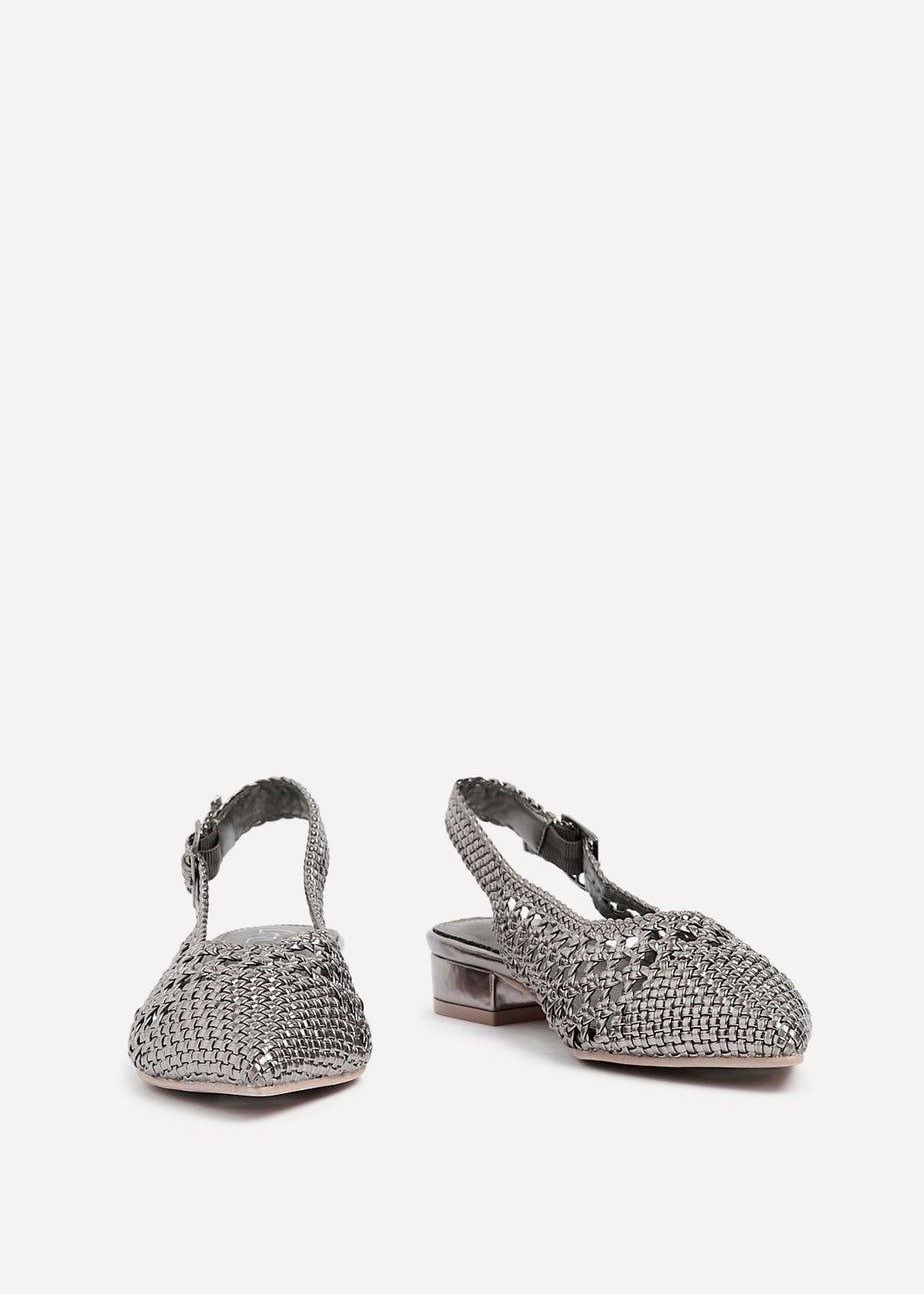 Linzi Carolina Grey Faux Leather Woven Ballet Flats