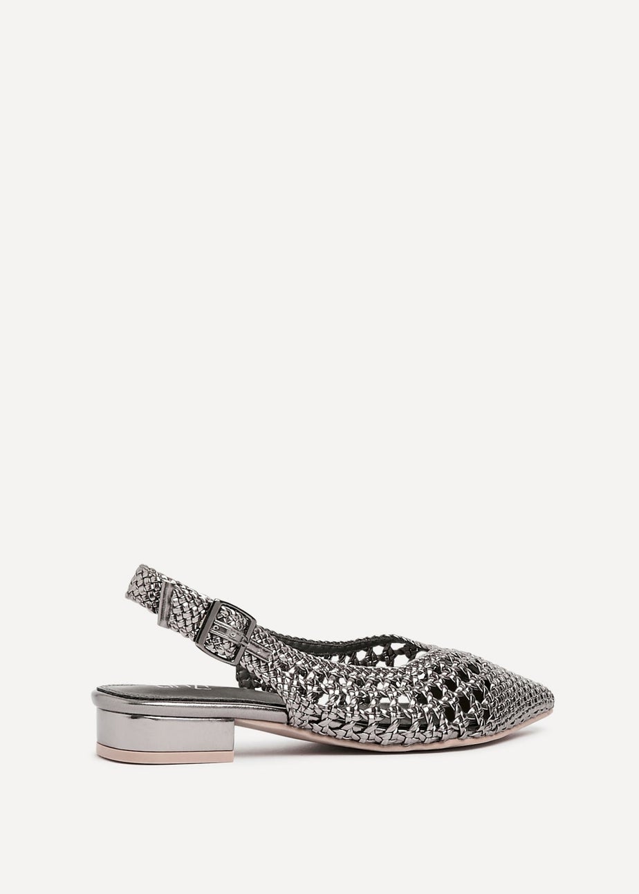 Linzi Carolina Grey Faux Leather Woven Ballet Flats