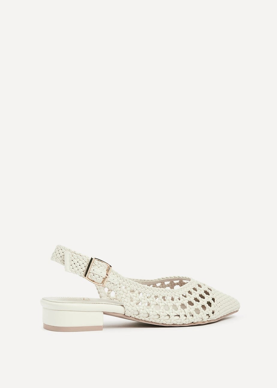 Linzi Carolina Ivory Faux Leather Woven Ballet Flats