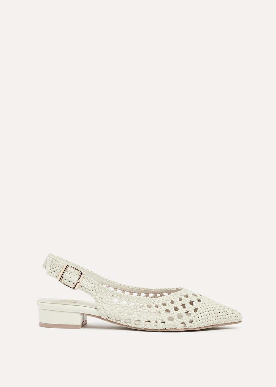 Linzi Carolina Ivory Faux Leather Woven Ballet Flats