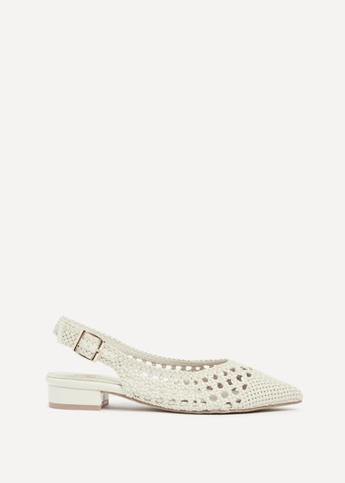 Linzi Carolina Ivory Faux Leather Woven Ballet Flats
