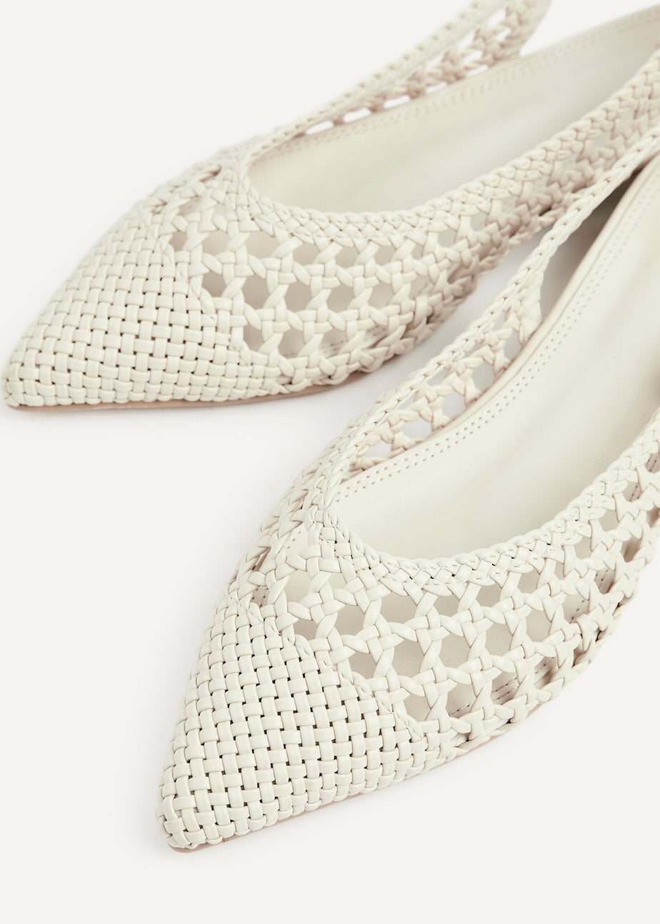 Linzi Carolina Ivory Faux Leather Woven Ballet Flats