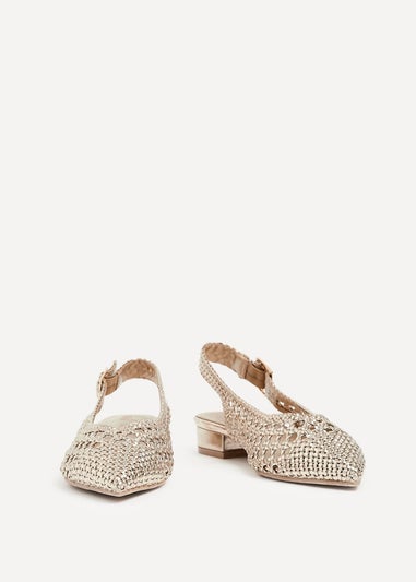 Linzi Carolina Gold Faux Leather Woven Ballet Flats