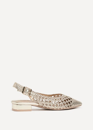 Linzi Carolina Gold Faux Leather Woven Ballet Flats