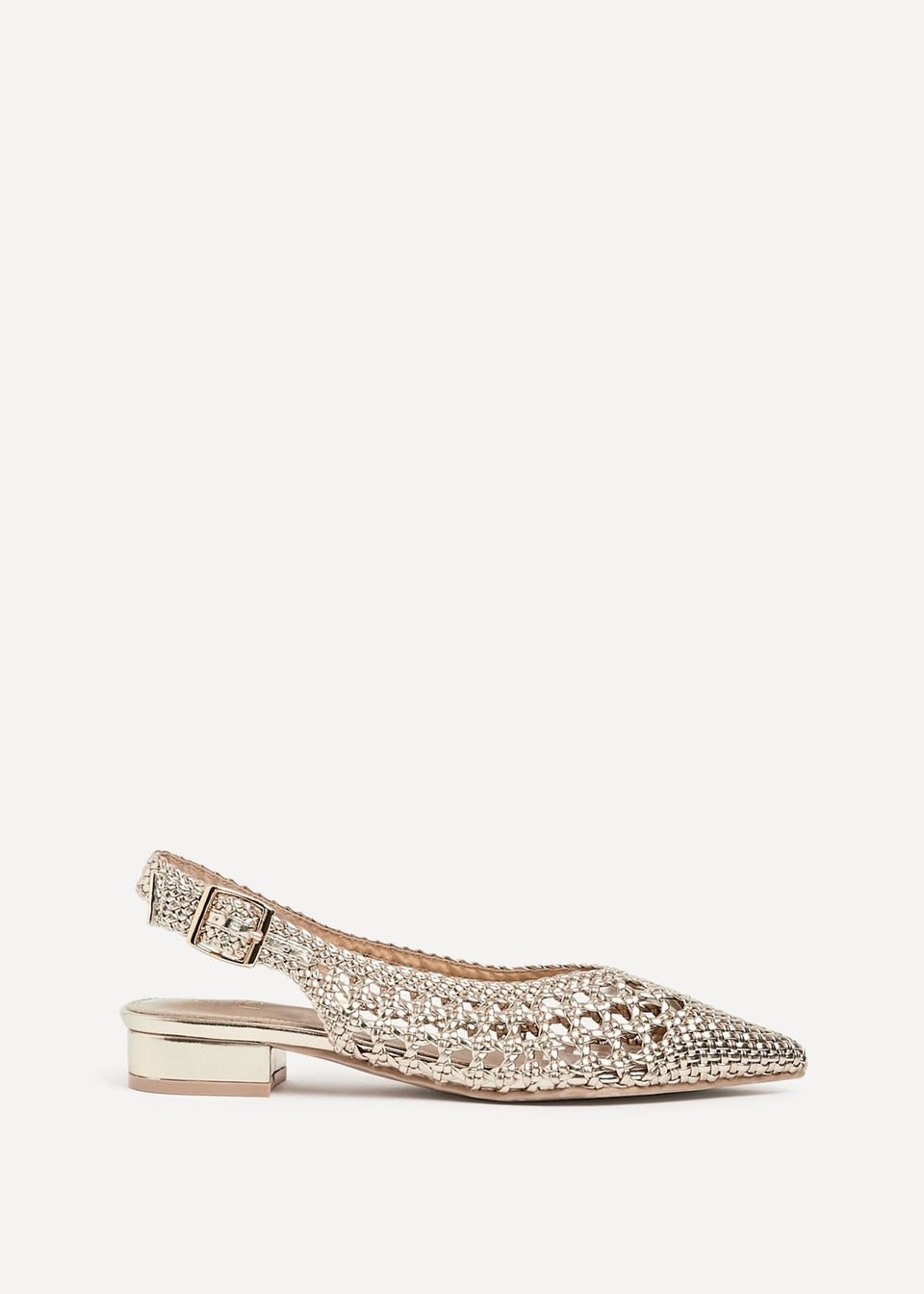 Linzi Carolina Gold Faux Leather Woven Ballet Flats