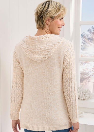 Cotton Traders Parchment Longline Hooded Cardigan