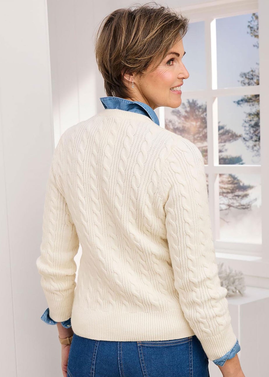 Cotton Traders Cream Cutest Cable Jumper