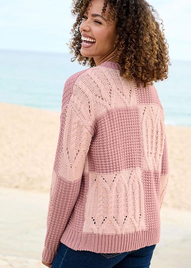Cotton Traders Light Rose Patchwork Jumper