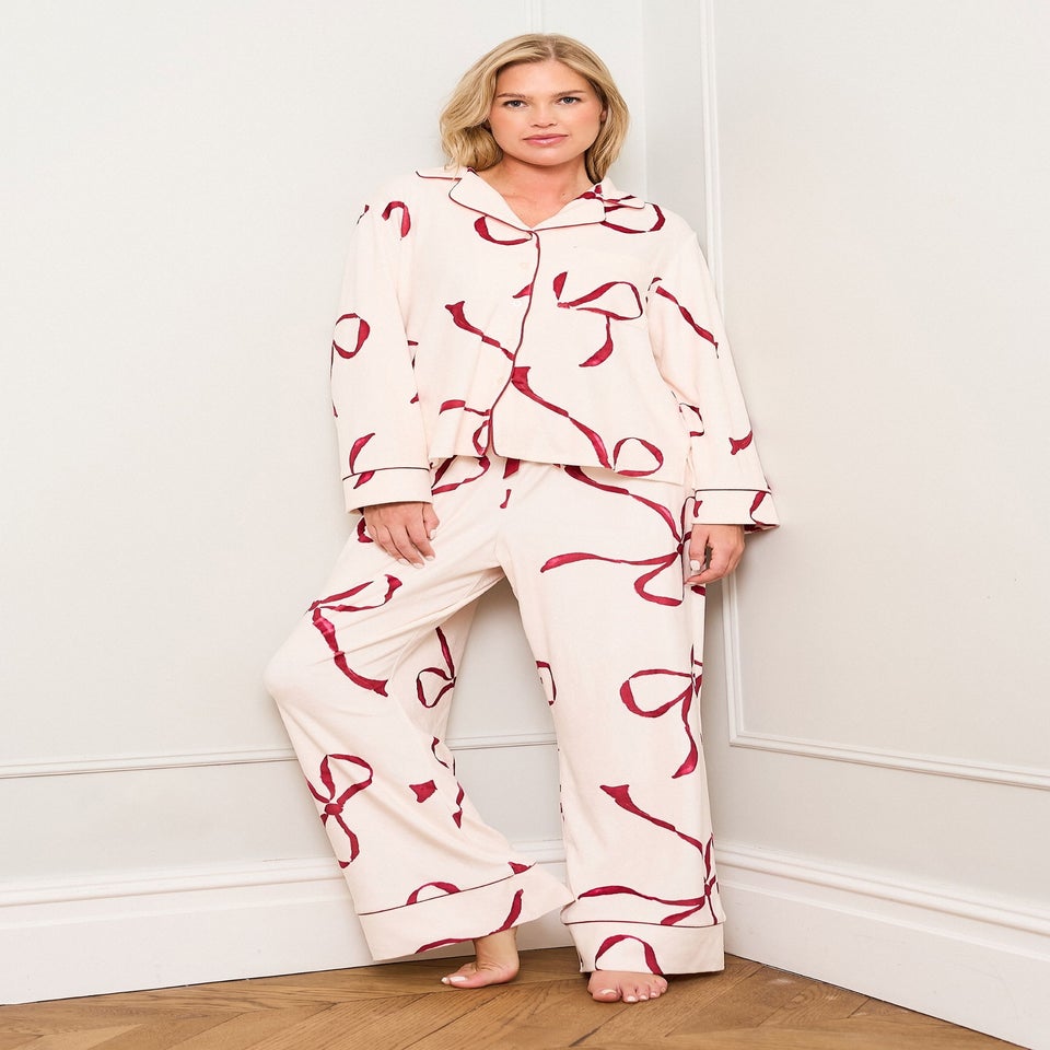 JimJam Burgundy Bow Print Pyjama