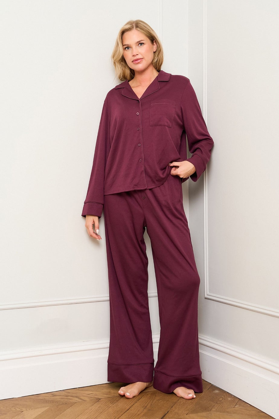 JimJam Burgundy Traditional Pyjama Set