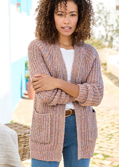 Cotton Traders Oyster Fleck Edge To Edge Cardigan