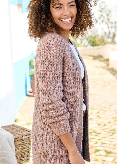 Cotton Traders Oyster Fleck Edge To Edge Cardigan