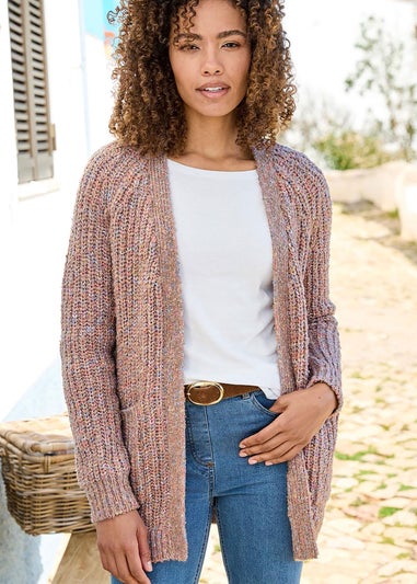 Cotton Traders Oyster Fleck Edge To Edge Cardigan
