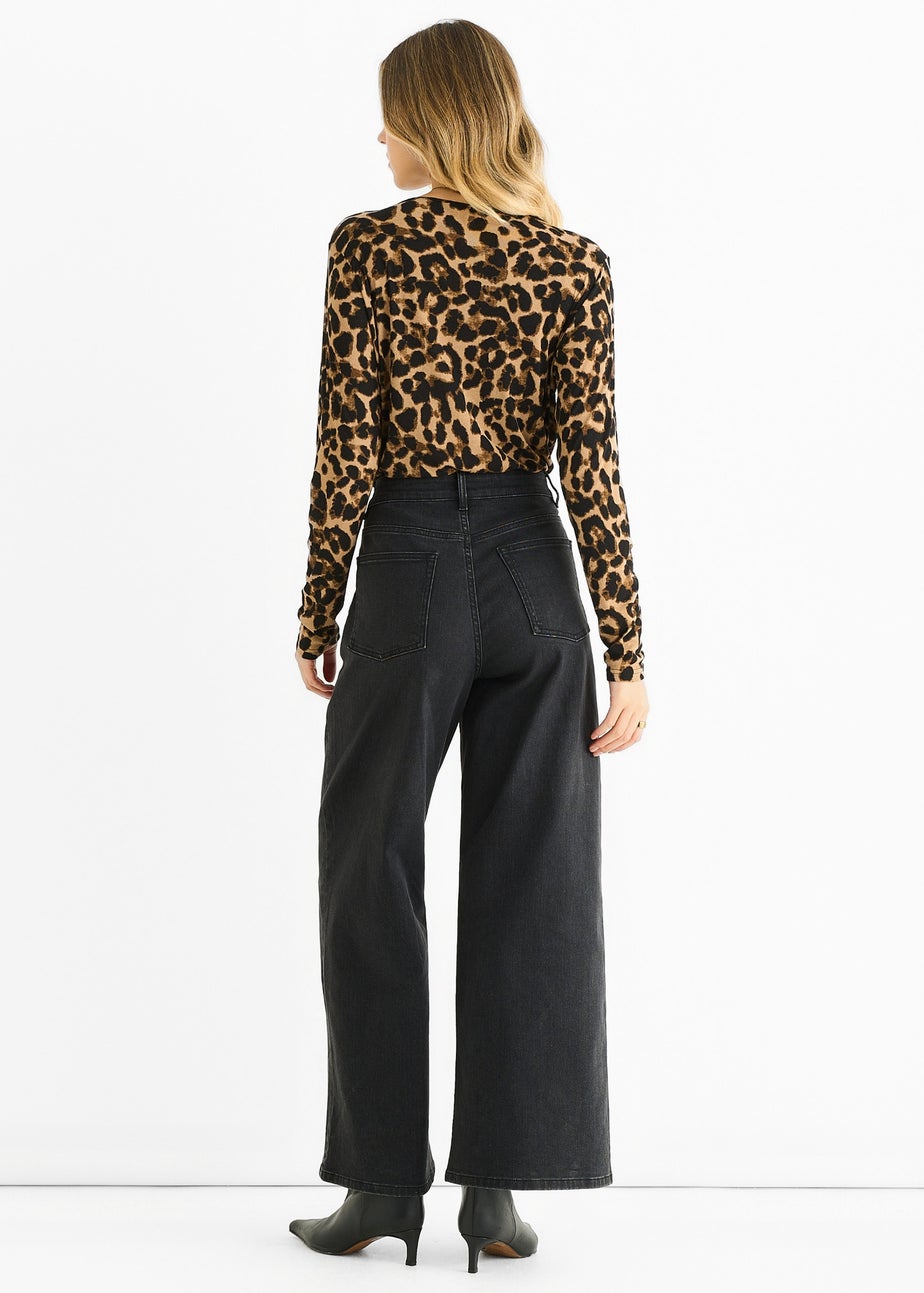 Gini London Brown Animal Wrap Jersey Bodysuit