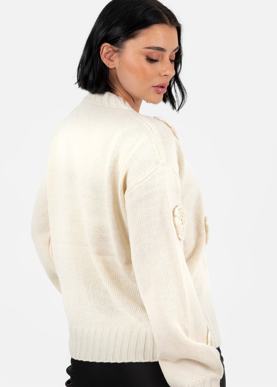 Lovedrobe Cream Floral Applique Jumper
