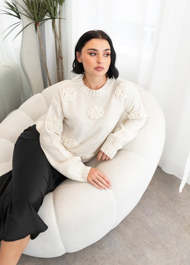 Lovedrobe Cream Floral Applique Jumper