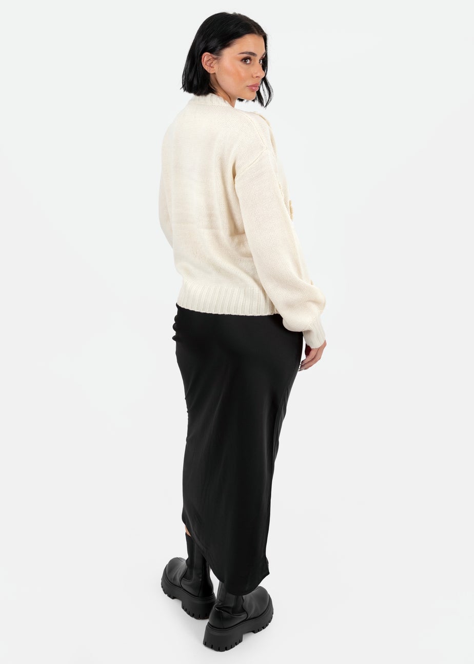 Lovedrobe Cream Floral Applique Jumper