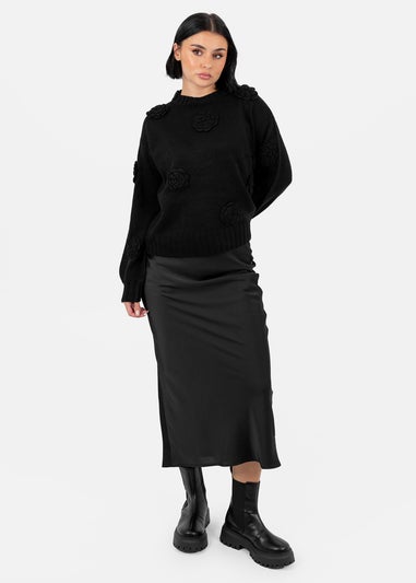 Lovedrobe Black Floral Applique Jumper