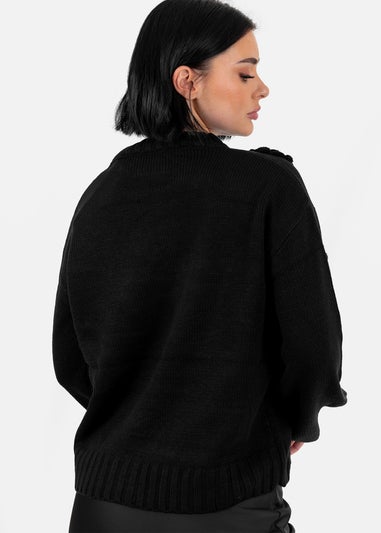 Lovedrobe Black Floral Applique Jumper